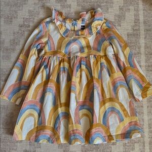 Tea Collection Rainbow Patterned Dress with Ruffled Collar Girls size 12-18M
